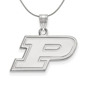 Sterling Silver Purdue Small Initial P Necklace - 24 Inch
